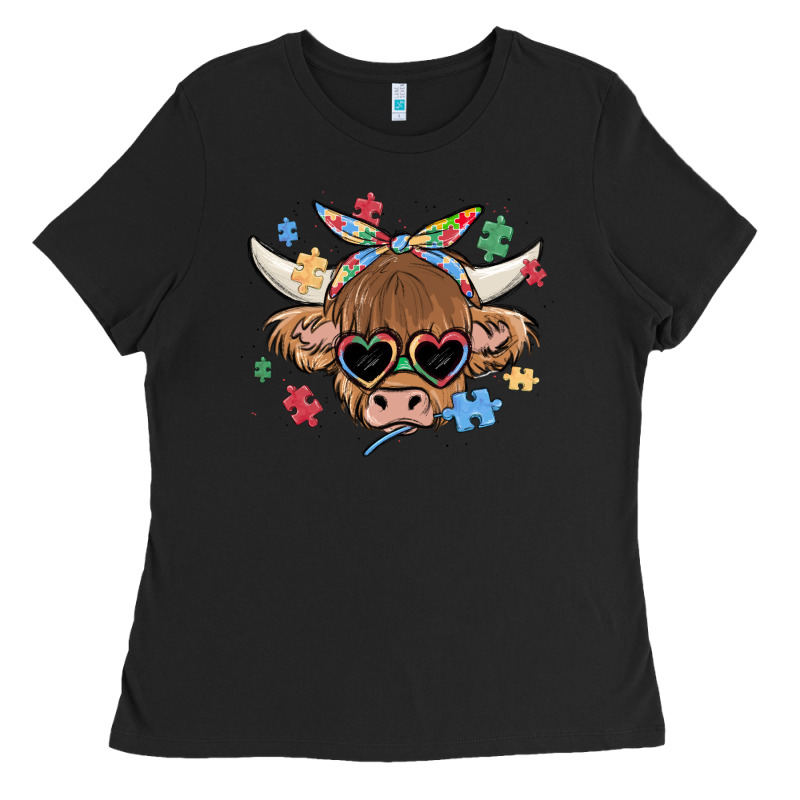 Autism Awareness Cow Ladies Tee by MaliasSmallBusiness | Teevron