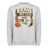 Heather Grey Thankful blessed and kind of a mess Heavyweight Sweatshirt - NancyCooperArtShop