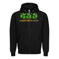 Black St. Patrick's Day lucky and blessed Zipper Hoodie - HowdyJamesFarm