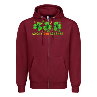 Burgundy St. Patrick's Day lucky and blessed Zipper Hoodie - HowdyJamesFarm