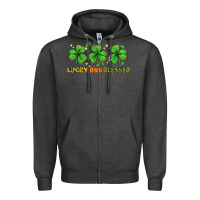 Charcoal Heather St. Patrick's Day lucky and blessed Zipper Hoodie - HowdyJamesFarm