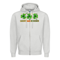 Dove Grey St. Patrick's Day lucky and blessed Zipper Hoodie - HowdyJamesFarm