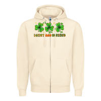Sandshell St. Patrick's Day lucky and blessed Zipper Hoodie - HowdyJamesFarm