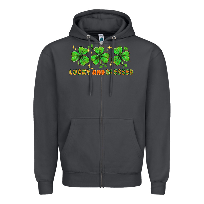 St. Patrick's Day Lucky And Blessed Zipper Hoodie by HowdyJamesFarm | Teevron