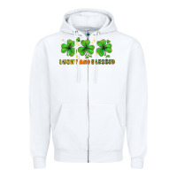 White St. Patrick's Day lucky and blessed Zipper Hoodie - HowdyJamesFarm