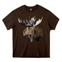 Chocolate Brown moose buck deer head Heavy Core Tee - LillyAllenDesigns