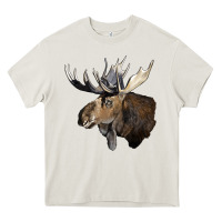 Cream moose buck deer head Heavy Core Tee - LillyAllenDesigns