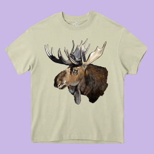 Moose Buck Deer Head Heavy Core Tee Designed By Lillyallendesigns