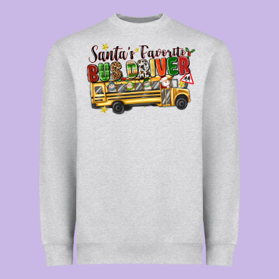 Santas Favorite Bus Driver Heavyweight Sweatshirt Designed By Texasbilliewilder