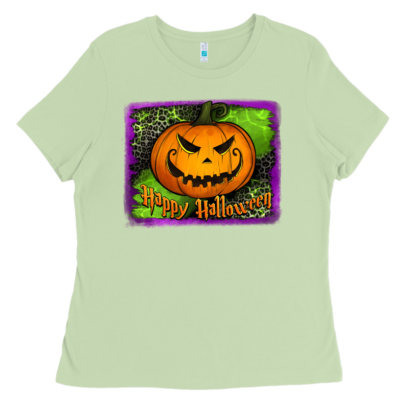 Happy Halloween Jack O' Lantern Pumpkin Ladies Tee by Jasminsmagicworld | Teevron