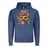 Vintage Denim mardi gras mask Vintage Hoodie - LillyAllenDesigns