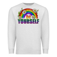 Oatmeal Heather Be Yourself Pride Lgbtq Premium Sweatshirt - BundleAndBundleShop