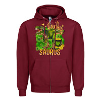 Burgundy St. Patrick's day lucky Saurus Zipper Hoodie - HowdyJamesFarm