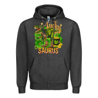 Charcoal Heather St. Patrick's day lucky Saurus Zipper Hoodie - HowdyJamesFarm