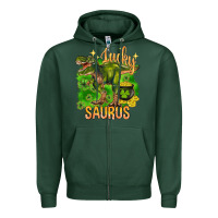 Sports Green St. Patrick's day lucky Saurus Zipper Hoodie - HowdyJamesFarm