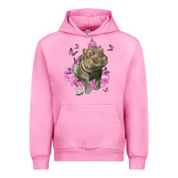 Fuchsia Pink Baby Hippo With Tutu Urban Hoodie - LillyAllenDesigns