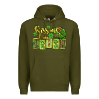 Army Green St. Patrick's Kiss me i am irish Premium Hoodie - OliviaCreatesArt