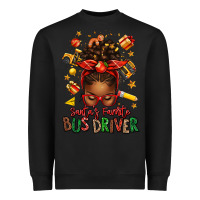 Black santas favorite school bus driver afro messy bun Heavyweight Sweatshirt - texasbilliewilder
