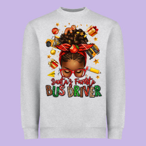 Santas Favorite School Bus Driver Afro Messy Bun Heavyweight Sweatshirt Designed By Texasbilliewilder
