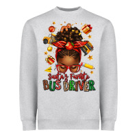 Heather Grey santas favorite school bus driver afro messy bun Heavyweight Sweatshirt - texasbilliewilder