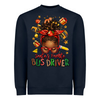 Navy santas favorite school bus driver afro messy bun Heavyweight Sweatshirt - texasbilliewilder