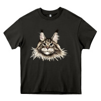 Asphalt Maine Coon Cat Face Heavy Core Tee - LillyAllenDesigns