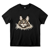 Black Maine Coon Cat Face Heavy Core Tee - LillyAllenDesigns