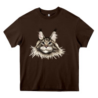 Chocolate Brown Maine Coon Cat Face Heavy Core Tee - LillyAllenDesigns