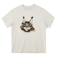 Cream Maine Coon Cat Face Heavy Core Tee - LillyAllenDesigns