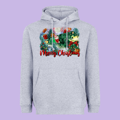 Merry Christmas Santa Polar Express Heavyweight Hoodie Designed By Fadigitalartstudio