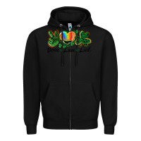 Black Peace love St. Patrick's Day Zipper Hoodie - CowGirlArtShop