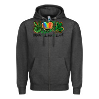 Charcoal Heather Peace love St. Patrick's Day Zipper Hoodie - CowGirlArtShop