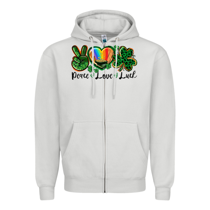 Peace Love St. Patrick's Day Zipper Hoodie by CowGirlArtShop | Teevron