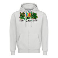 Dove Grey Peace love St. Patrick's Day Zipper Hoodie - CowGirlArtShop
