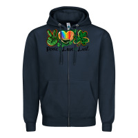 Navy Peace love St. Patrick's Day Zipper Hoodie - CowGirlArtShop
