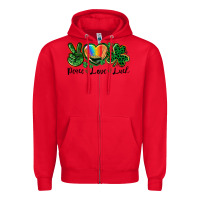 Red Peace love St. Patrick's Day Zipper Hoodie - CowGirlArtShop