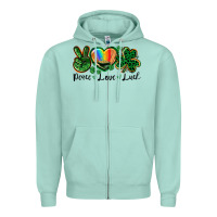 Seafoam Peace love St. Patrick's Day Zipper Hoodie - CowGirlArtShop