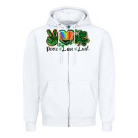 White Peace love St. Patrick's Day Zipper Hoodie - CowGirlArtShop