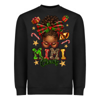 Black mimi claus afro messy bun Heavyweight Sweatshirt - texasbilliewilder