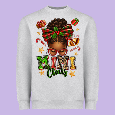 Mimi Claus Afro Messy Bun Heavyweight Sweatshirt Designed By Texasbilliewilder