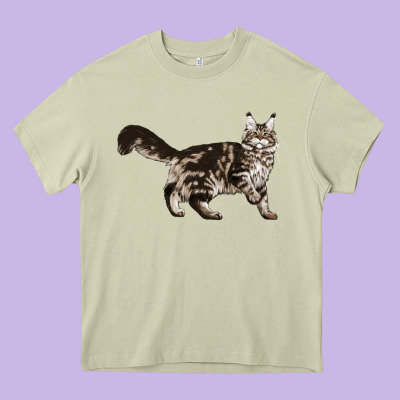Maine Coon Cat Heavy Core Tee Designed By Lillyallendesigns