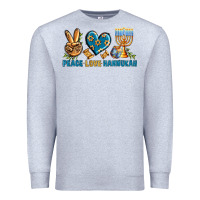 Heather Grey Peace Love Hannukah Premium Sweatshirt - BundleAndBundleShop