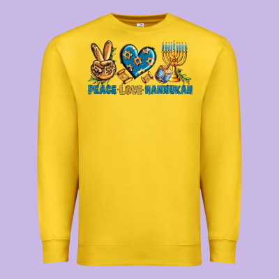 Peace Love Hannukah Premium Sweatshirt Designed By Bundleandbundleshop