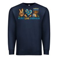Navy Peace Love Hannukah Premium Sweatshirt - BundleAndBundleShop