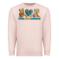 Pale Pink Peace Love Hannukah Premium Sweatshirt - BundleAndBundleShop