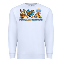 White Peace Love Hannukah Premium Sweatshirt - BundleAndBundleShop