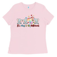 Bubblegum Pink it's okay to be different Ladies Tee - MaliasSmallBusiness