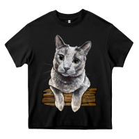 Black Russian Blue Cat Face Heavy Core Tee - LillyAllenDesigns