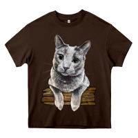 Chocolate Brown Russian Blue Cat Face Heavy Core Tee - LillyAllenDesigns