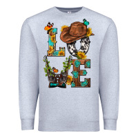 Heather Grey Western Love with Gun Premium Sweatshirt - BundleAndBundleShop